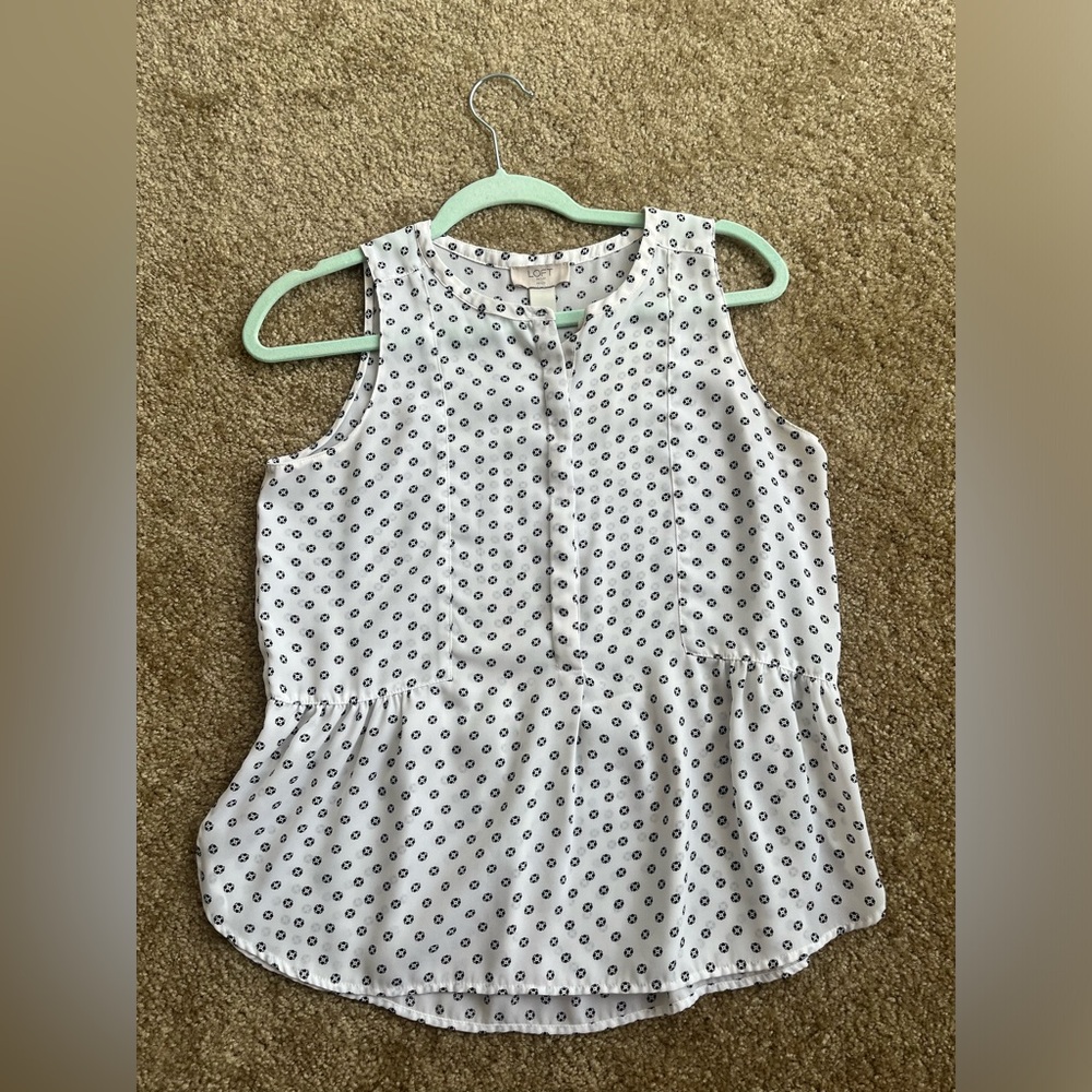 Loft White and Black Blouse